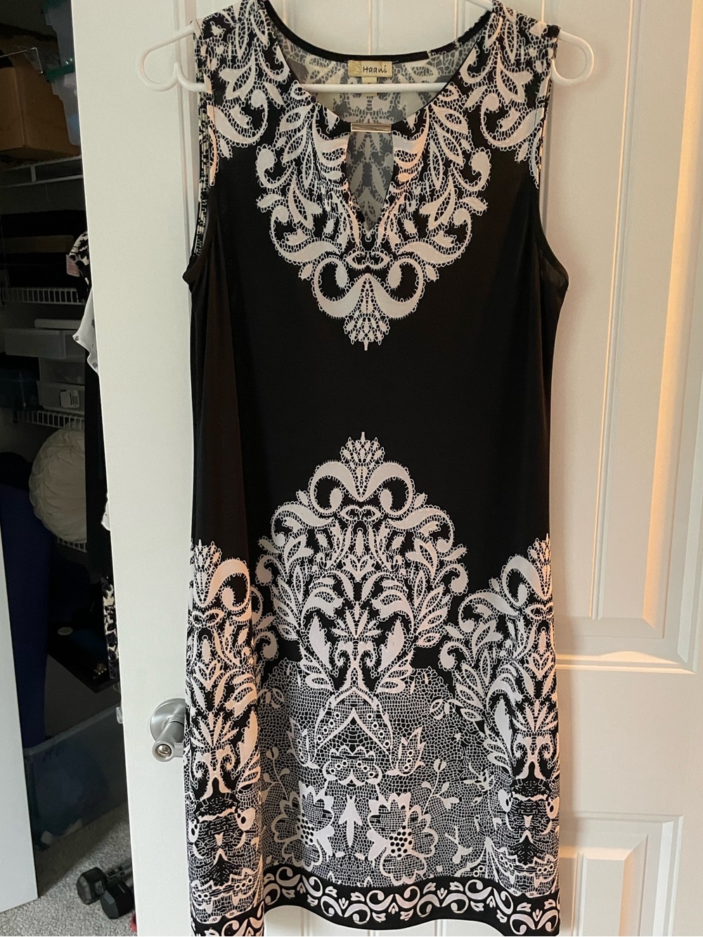 Haani Black Dress with White Ornamental Print